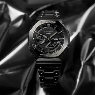 【CASIO 卡西歐】G-SHOCK 八角農家橡樹 全金屬版 太陽能藍芽連線雙顯手錶(GM-B2100BD-1A)