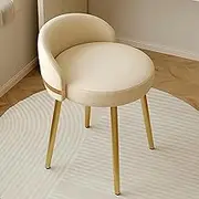 Modern Swivel Vanity Stool with Low Back and PU Leather Upholstery Comfortable Accent Chair for Bedroom or Living Room