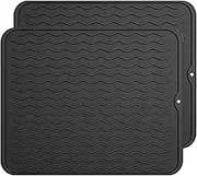 2 Pieces Silicone Dish Drying Mat 40x30cm Multiple Non-Slip Drain Pad Heat-Resistant Silicone Placemat Cup Coaster Easy Clean Insulated Table Mat for Kitchen Sink Counter Cupboard Table Drawer Liner