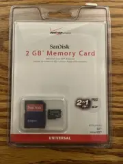 Sandisk 2GB Memory Card With Adapter 2in1 Micro SD -SD 2 Pack Bundle