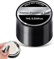Metal Nail Polish – Silver Reflective Gel Paint | High Glossy Manicure Accessory | Chrome Effect Nail Aret | Metaallic Painting Gael | Shiny UV Coating for Salon Beauty Use