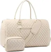 [MINYII] Travel Duffle Bag Airport-Friendly Convertible Weekender for Women with Toiletry Carry on Overnight Shoe Compartment Gym Duffel Mommy Hospital Bags for Labor and Delivery (Pink Beige)