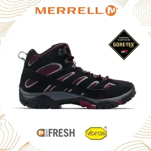 【MERRELL 男 MOAB 2 MID GORE-TEX 中筒靴《黑/酒紅》】ML48993/透氣/耐磨/防水/登山