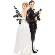 Bride and Groom Cake Topper - Figurine Wedding and Engagement Party Decor 3x6x3"