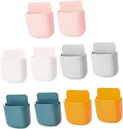GREENADSCAPE 10pcs Wall Mounted Storage Box Punch Adhesive Phone Remote Control Organizer for Home Living and Bedroom Lightweight Material Space Saving Design Grey