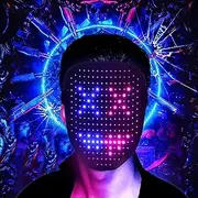 LED Mask USB Rechargeable LED Mask with Gesture Sensing LED Lighted Face Transforming Mask with Adjustable Strap LED Glow Full Face Mask for Adult Costume Cosplay Halloween Syhnkzj .(mask)