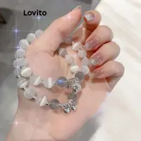 在飛比找蝦皮商城優惠-Lovito 浪漫純鈴蛋白石月光石女手鍊 LFA11446