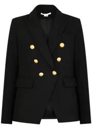 Veronica Beard Miller Dickey Double-breasted Blazer - Black - 14 14