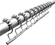 The NoNo Bracket Company T-Bar Stainless Steel Shower Curtain Hooks Rings Set of 12, Chrome (Chrome, Stainless Steel)