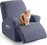 [TAOCOCO] Recliner Cover 3 Pieces Recliner Chair Covers, Stretch Jacquard Reclining Chair Cover, Furniture Protector Sofa Slipcovers Couch Covers with Elastic Bottom for Kids, Pets (Grey)