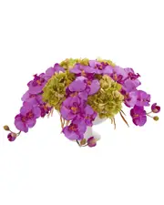 Nearly Natural Phalaenopsis & Hydrangea Artificial Arrangement in Pedestal Urn