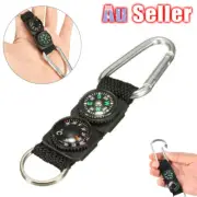 Multifunction Camping Mini Carabiner w/ Keychain Compass Thermometer 3 in 1 NEW