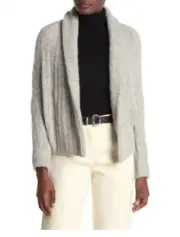 NWT VINCE Textured Alpaca Dolman Shawl Cardigan Grey Size Small