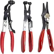 Waltool 3Pcs Hose Clamp Plier Set Includes Hose Separator Pliers, Angled Band and Swivel Flat Band Flexible Ring Type Hose Remover, Car Water Pipe Pliers for Automotive Vacuum Fuel Line Tube