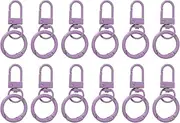 uxcell 12 Pcs Lobster Claw Clasp, Colorful Metal Keychain Clasp Swivel Hooks with Spring Key Rings Trigger Clips for Bag Door Key Chains DIY Craft Jewelry Making, Purple
