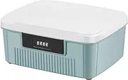 High Capacity Organizer Box, Lockable Storage Bin, Stackable Box for Office (Blue)