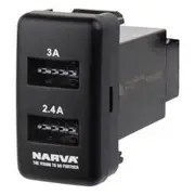 Narva OE Style Switch - Suits Toyota Landcruiser 79 Series, Landcruiser Prado 100-120 Series, 2 Port USB Blue LED, Toyota, 63313BL