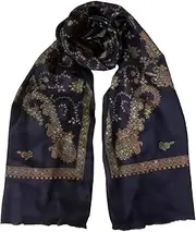 [Generic] Women's Handmade Embroidered Cashmere Pashmina Shawl Wrap – 82''x30" Super Soft, Warm Large Scarf Stole, Ideal for Gifting, Suitable for Summer and Winter