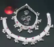 Anklet Women Silver Plated Ankle Chain Indian Anklets Toe Rings Bracelet Payal