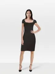 Black Bodycon Button Detail Dress