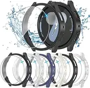 [6+6 Pack] for Samsung Galaxy Watch 7 Screen Protector Case 44mm, Anti-Fog Tempered Glass & Hard PC Bumper Cover Set for Galaxy Watch7 44mm Accessories, Waterproof