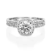 1 2/3 CT G/SI1Diamond Engagement Ring Set Round Cut 14K White Gold