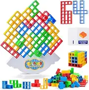 WuGU 64 Pieces Tetra Tower Game, Tetris Tower Game, Creative Stacking Game, Teris Balance Team Tower Game, Team Tower Game for Children and Adults, Children's Game Birthday Gift