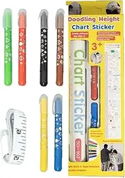 Height Chart for Kids, Growth Chart - Doodle Height Measurement Sticker | Decorative Growing Wall Sticker for Playroom in Classroom for Kids in Kindergarten