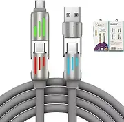 USB C to Light-ning Cable 240W 4 in 1 Charging Cable, 6FT Fast Charging Cord, for iPhone 16 15 14 Pro/MacBook/iPad, USB Charger Cable with Breathing Light, USB A/C to C, Multi Charging Cables