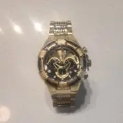INVICTA BOLT MENS QUARTZ 52MM GOLD CASE BLACK/GOLD DIAL WATCH - MODEL 25543