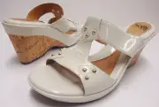 *NIB Sofft "Nolla" Off White Patent Leather Wedge Slide sz 9.5 Very Nice!