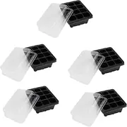 HANABASS 5Pcs Tray Sprout Plate with Transparent Lids Cells Nursery Pots for Gardening and Bonsai Lightweight Black