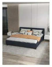 [Milano Beds] Sienna Luxury Bed with Headboard (Model 2) in Charcoal