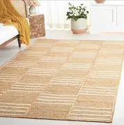 [Aizza Trends] Indian Handmade Braided Natural Striped Jute Area Rug- Jute Rug- Dining Room- Living Room- Doormat Rug Size - 5 x 7 Feet (150 cm x 210 cm)