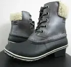 NIB Womens Sorel Slimpack II Lace Shearling Waterproof Winter Boots - Quarry