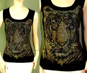 NWT ST JOHN SHINY MEZZO TIGER SHELL sz S VISCOSE JERSEY GREAT GIFT T SHIRT TOP