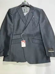 Mens Angelo di Franco Navy Hand Tailored Slim Fit Suit 40S NEW