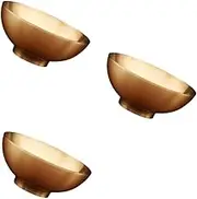 HOLIDYOYO 3pcs Brass Centerpiece Bowl Wedding Decorative Ruffle Bowl for Table Buddhist Offering Home Decor Gold Finish