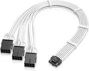 EZDIY-FAB GPU Power Sleeved Cable Extension, 16pin(12+4) 12VHPWR PCIe 5.0 Connector Male to 3X PCIE 8 PIN for RTX 3090Ti, with Pre-Installed Cable Combs-16AWG/White