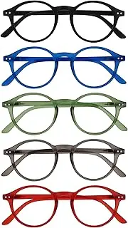 OPULIZE REY Reading Glasses - Retro Round Frame - Mens Womens - Spring Hinges - R56