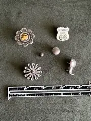 Double D Ranch Concho Lot w Hopalong Cassidy , Studs & Route 66 Pin Vintage