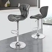 ALFORDSON Bar Stool 2X Adjustable Kitchen Stools Luna Swivel Counter Barstools Grey Dining Chair in 54-75cm Seat Height for Home Bar Dining Room