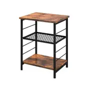 Costway 3-Tier Industrial Bedside End Table Nightstand Metal Frame w/Adjustable Mesh Shelf