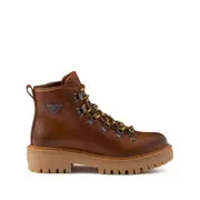 [Prada] Prada Laced Leather Ankle Boots 40 IT BROWN