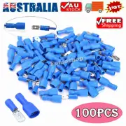 100PCS Blue Insulated Spade Crimp Terminal Kit Electrical Wire Splice Connectors