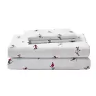 Ski Slope 4-Piece White and Multi-Colored Graphic Flannel King Sheet Set