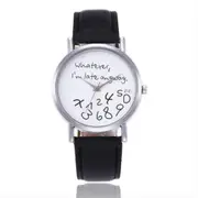 2 PCS Alphabet Number Pattern Leather Strap Watch(Black)