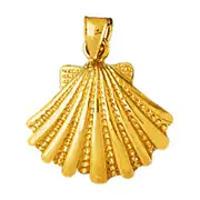 14K Gold 16MM Scallop Shell Pendant