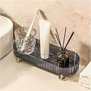 FACAICAI Makeup Perfume Organizer Tray, Small Bathroom Trays for Counter, Decorative Perfume Holders, Vanity Make up Organizer for Skincare and Cosmetics (Black)
