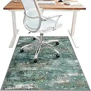 Office Chair Mat for Hardwood Tile Floor, Abstract 36"X 48" Desk Floor Mats for Office Chair on Rolling Chairs Carpet, Desk Anti-Slip Rug for Computer Chair, Low-Pile Carpet Protector Mat, Turquoise